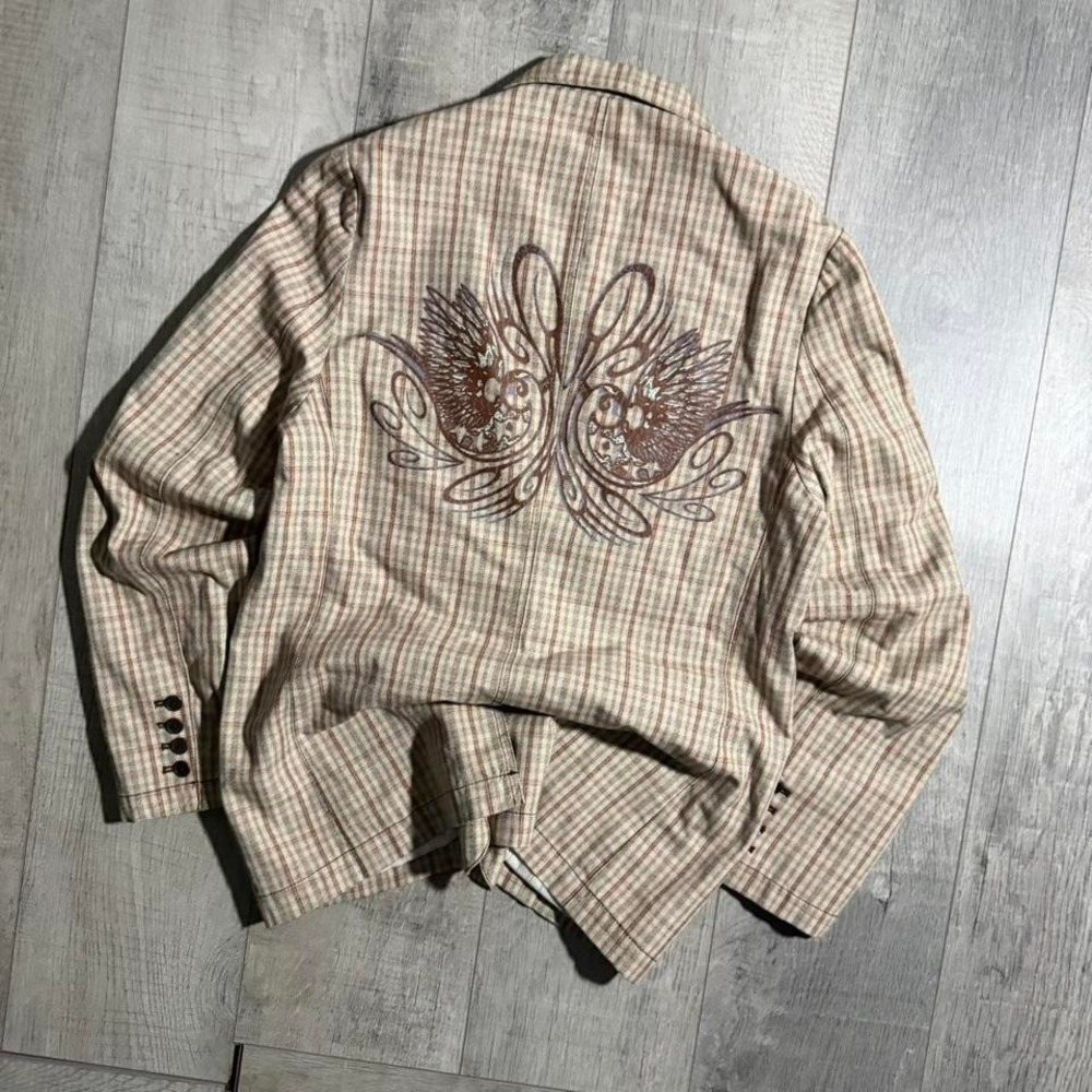 Vintage 2000s tan and brown fillmore Y2K blazer affliction style jacket - Picture 2 of 7